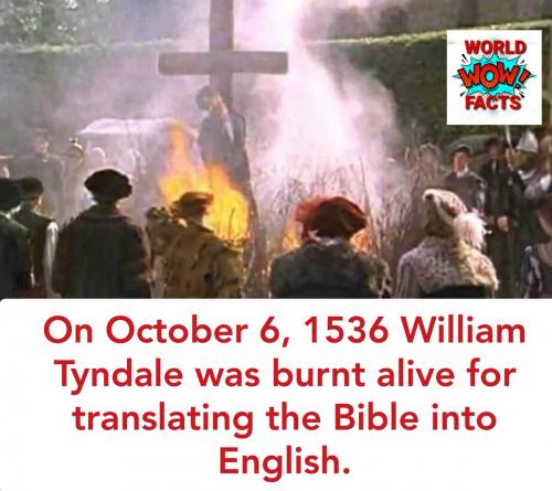 Tyndale was burnt for translating the Bible into English