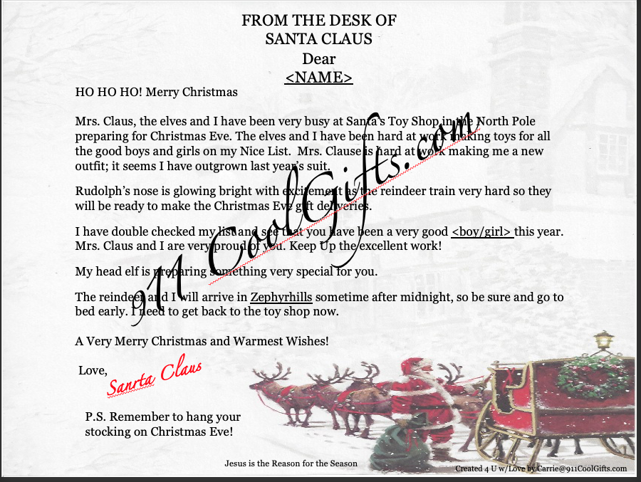 Second Santa Letter » 911CoolGifts.com » Savior Connect