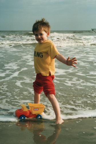 Playing at the beach in Galveston.